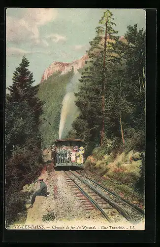 AK Aix-les-Bains, Chemin de fer du Revard, Une Tranchee, Bergbahn