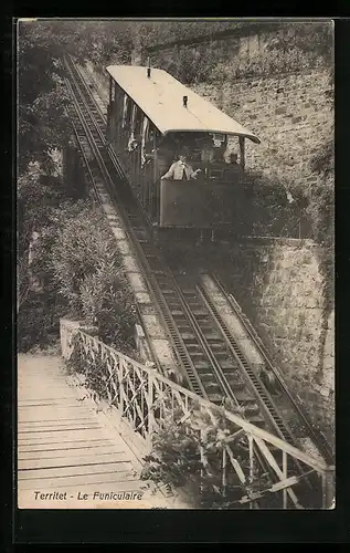 AK Territet, Le Funiculaire, Bergbahn