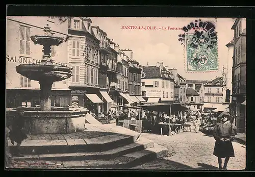 AK Mantes-La-Jolie, La Fontaine et le Marche