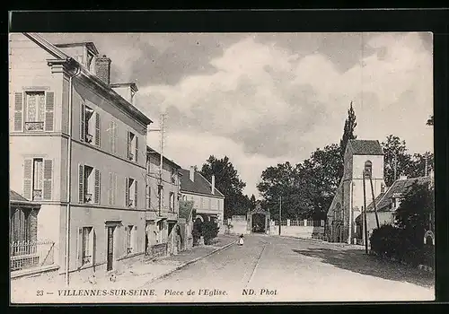 AK Villennes-sur-Seine, Place de l`Eglise