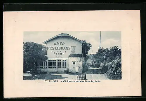 Präge-AK Villennes, Cafe Restaurant des Tilleuls, Paul