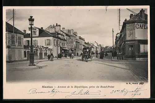 AK Mantes, Avenue de la République, prise du Rond-Point