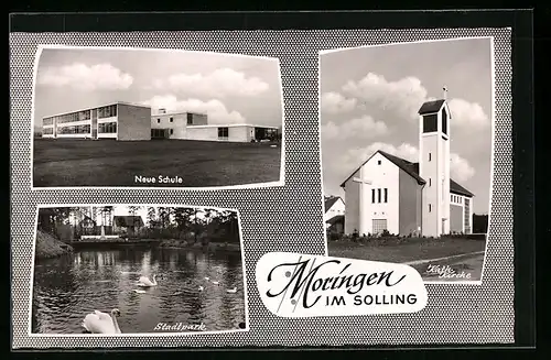 AK Moringen im Solling, neue Schule, kath. Kirche, Stadtpark