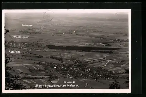 AK Vockerode, Blick v. Gasthaus Pension Schwalbental am Meissner auf den Ort u. Abterode