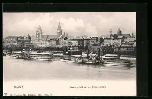 AK Mainz, Gesamtansicht von der Strassenbrücke