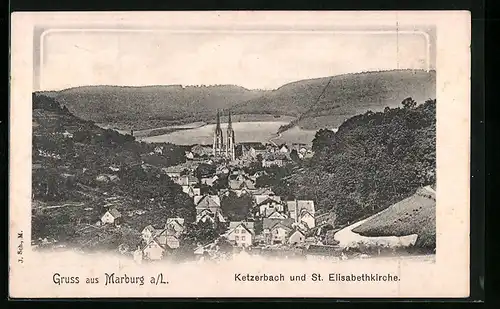 AK Marburg a. Lahn, Ketzerbach und ST. Elisabethkirche