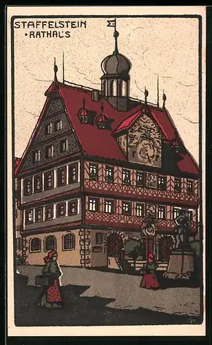 Steindruck-AK Staffelstein, Das prächtige Rathaus
