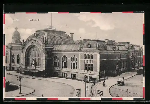 AK Kiel, Bahnhof und Litfasssäule