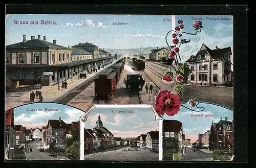 AK Bebra, Postgebäude, Bahnhof, Casseler Strasse