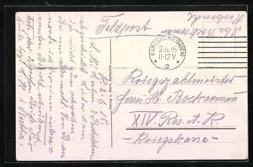 AK Karlsruhe, Bahnhof, Bahnhofsplatz und Strassenbahnen