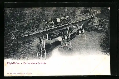 AK Rigi-Bahn, Bergbahn auf der Schnurtobelbrücke