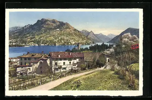 AK Lugano, Monte Brè e sfondo di Porlezza, Bergbahn