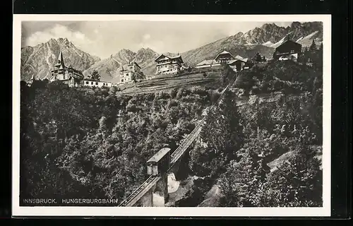 AK Innsbruck, Hungerburgbahn mit Bergpanorama