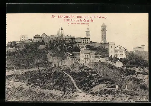 AK Barcelona-Tibidabo, Edificios de la Cuspide, Bergbahn