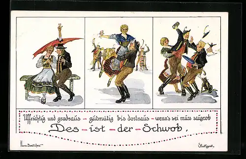 Künstler-AK Hans Boettcher: Des ist der Schwob