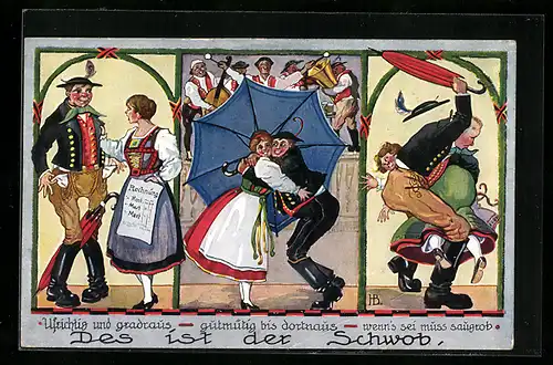 Künstler-AK Hans Boettcher: Des ist der Schwob, Gutmütig und wenn es sein muss saugrob