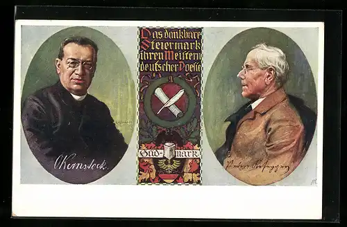 Künstler-AK Richard Assmann: O. Kernstock und Peter Rosegger, Dichter der Steiermark