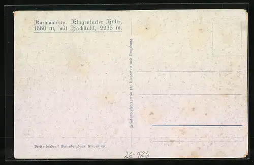 Künstler-AK Edward Theodore Compton: Klagenfurter-Hütte, Berghütte in den Karawanken mit Hochstuhl