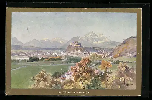 Künstler-AK Edward Theodore Compton: Salzburg, Blick von Parsch