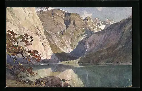 Künstler-AK Edward Harrison Compton: Obersee zwischen Gebirgshängen