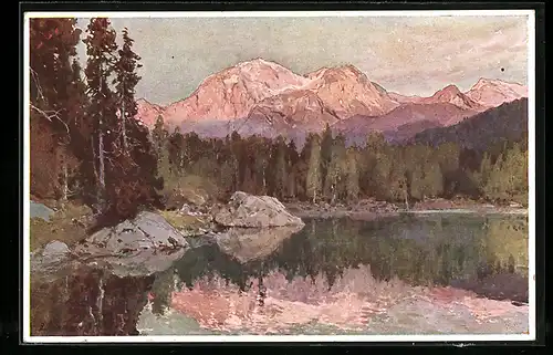 Künstler-AK Edward Harrison Compton: Hintersee mit Göll-Spieglung