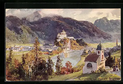 Künstler-AK Edward Harrison Compton: Hohen-Staffing, Kufstein vom Ort aus gesehen