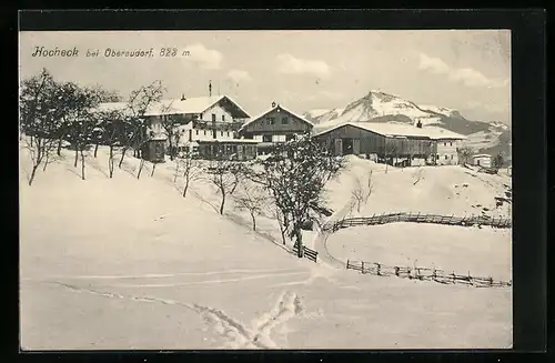 AK Hocheck /Oberaudorf, Ortsansicht im Winter