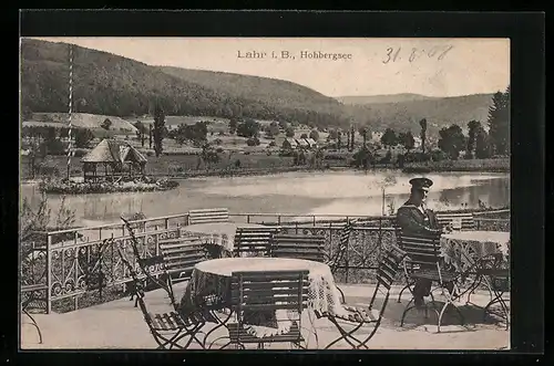 AK Lahr i. B., auf der Terrasse über dem Hohbergsee