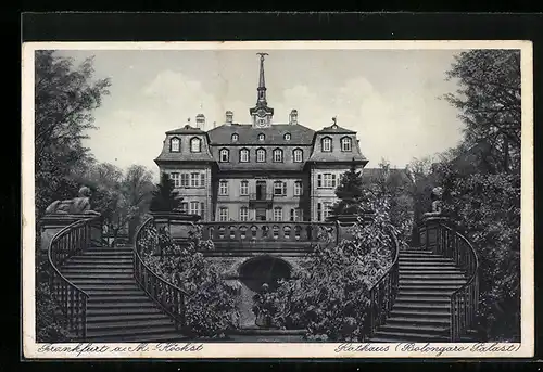 AK Frankfurt a. M., Höchst, Treppenaufgang zum Rathaus, der Bolongaro Palast