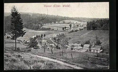 AK Vesser /Thür. Wald., Ortsansicht mit Umland