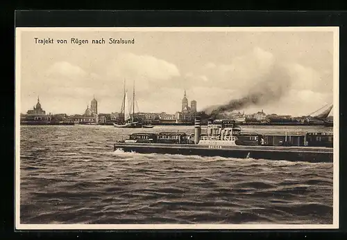 AK Trajekt von Rügen nach Stralsund, Fährschiff Rügen