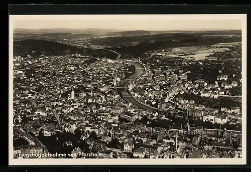 AK Pforzheim, Totalansicht vom Flugzeug aus