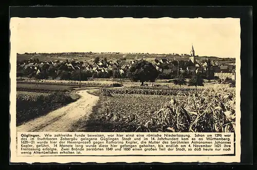 AK Güglingen, Ortsansicht mit Umland