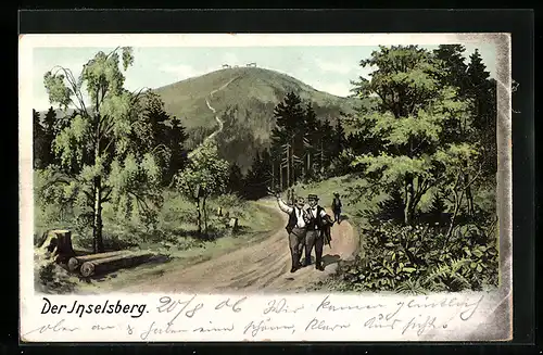 AK Brotterode, Wanderer am Inselsberg