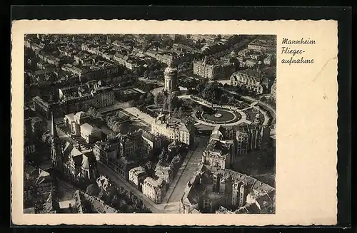 AK Mannheim, Panorama vom Flugzeug aus gesehen