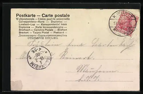 AK Tuttlingen, Totalansicht mit Flusspartie und Kirche