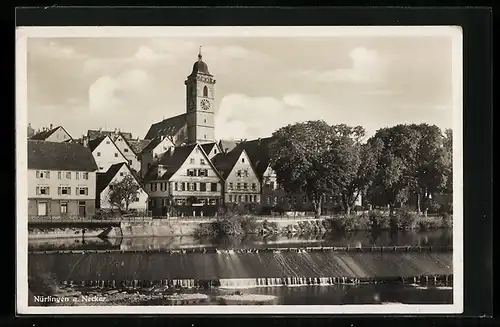 AK Nürtingen am Neckar, Wasserlauf vor der Kirche