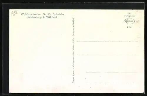 AK Schömberg b. Wildbad, das Waldsanatorium Dr. G. Schröder