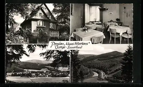 AK Berge im Sauerland, Talpanorama, Pension Haus Mertens, im Gastraum