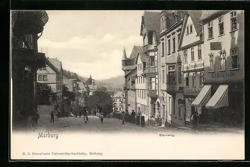 AK Marburg, Steinweg, Strassenpartie