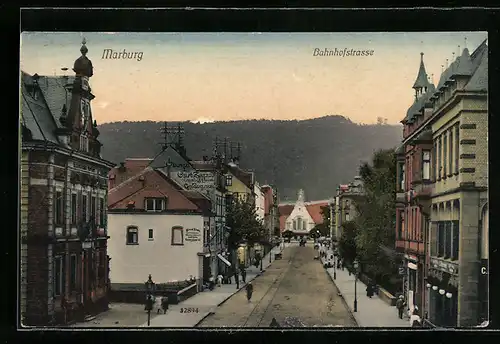 AK Marburg, Einblick in die Bahnhofstrasse