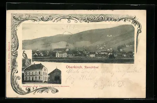 AK Oberkirch /Renchthal, Gasthaus Zum Pfauen, Bes. Ludwig Baumann, Totalansicht