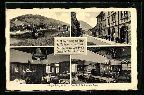 AK Klingenberg a. M., Gasthof Goldenes Fass, Strassenpartie