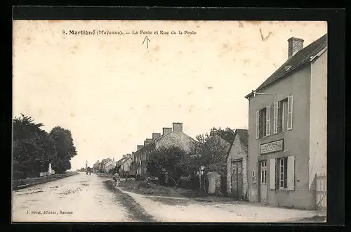 AK Martigné, La Poste et Rue de la Poste