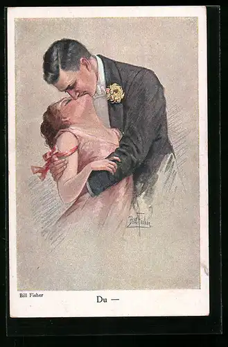 Künstler-AK Bill Fisher: Verliebtes Paar beim Kuss