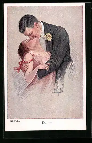 Künstler-AK Bill Fisher: Verliebtes Paar beim Kuss