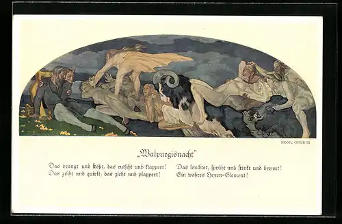 AK Leipzig, Gasthaus Auerbachs Keller, Mädler-Passage, Darstellung Walpurgisnacht