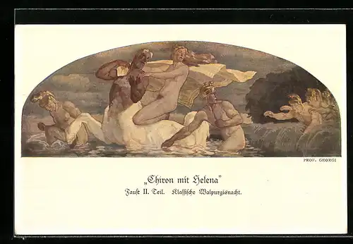 Künstler-AK Walter Georgi: Chiron mit Helena, Gemälde in Auerbachs Keller, Leipzig