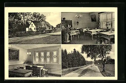 AK Buchholz, Gasthaus Sonnenhof mit Innen- und Aussenansichten