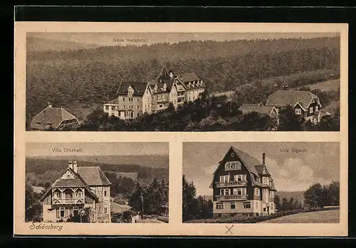 AK Schömberg, Neue Heilanstalt, Villa Elisabeth, Villa Sigwart